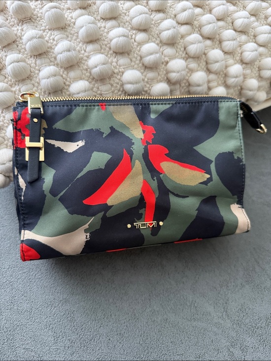 Tumi Handbags - Tumi Floral Camo Nylon Cosmetic Pouch — Green, Red, Black, Tan